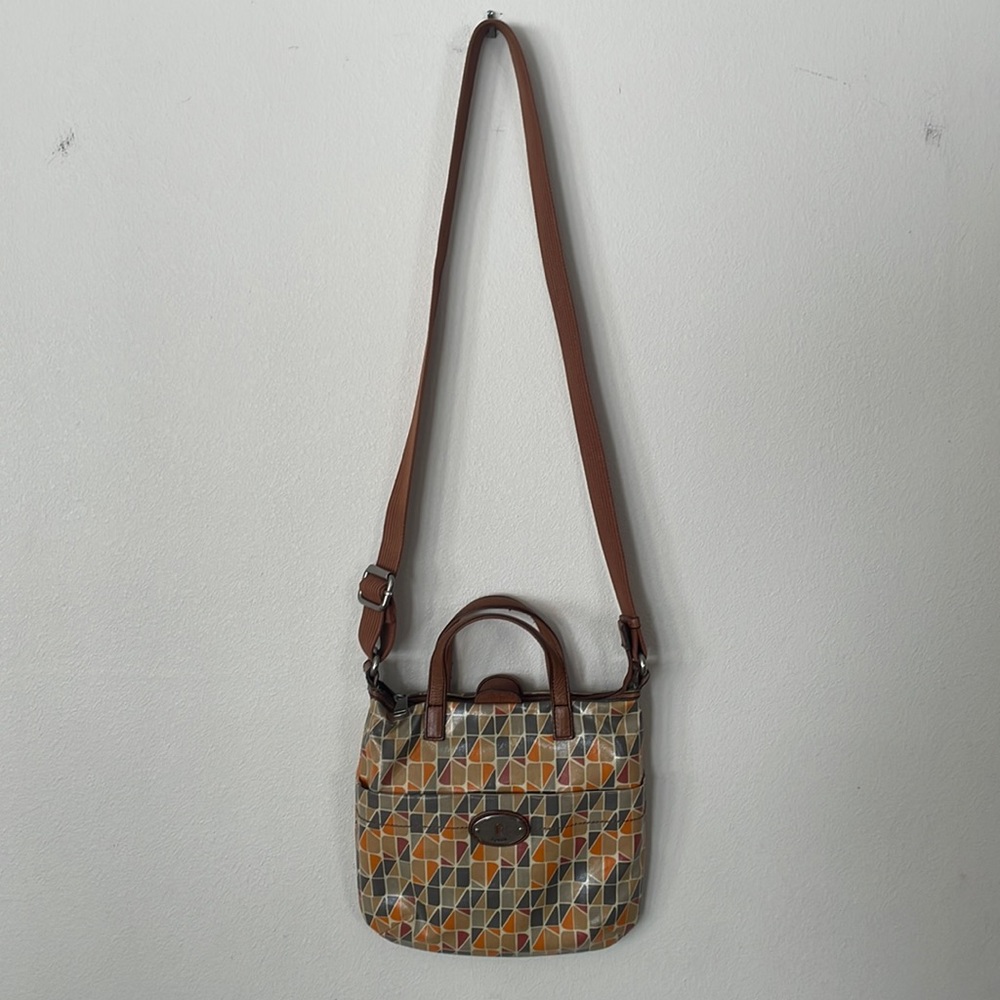 Fossil over shoulder/cross body purse (brown, grey, tan, orange, pink)